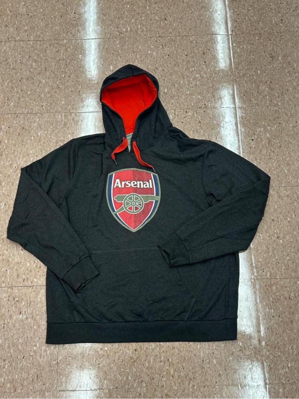 Puma Men's Black Hoodie with Red Lining & Arsenal Crest